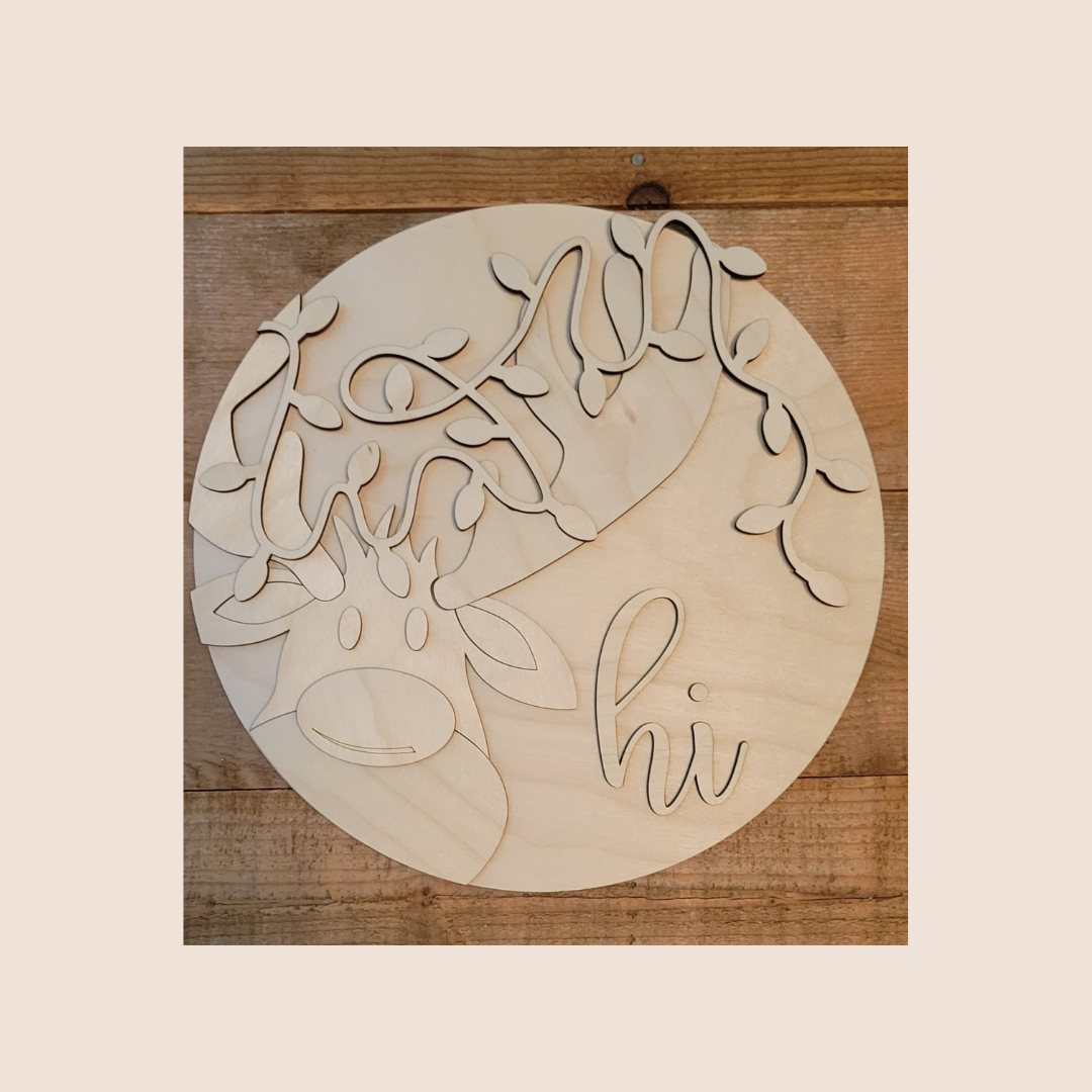 Reindeer Hi Door Hanger Blank