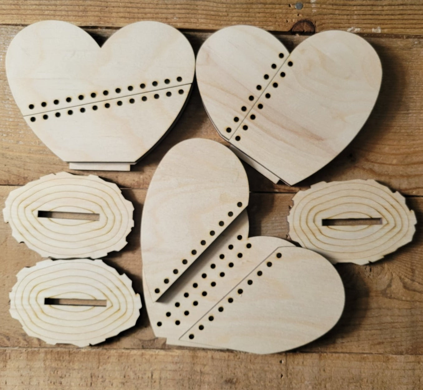 Stitched Heart Trio Shelf Sitters