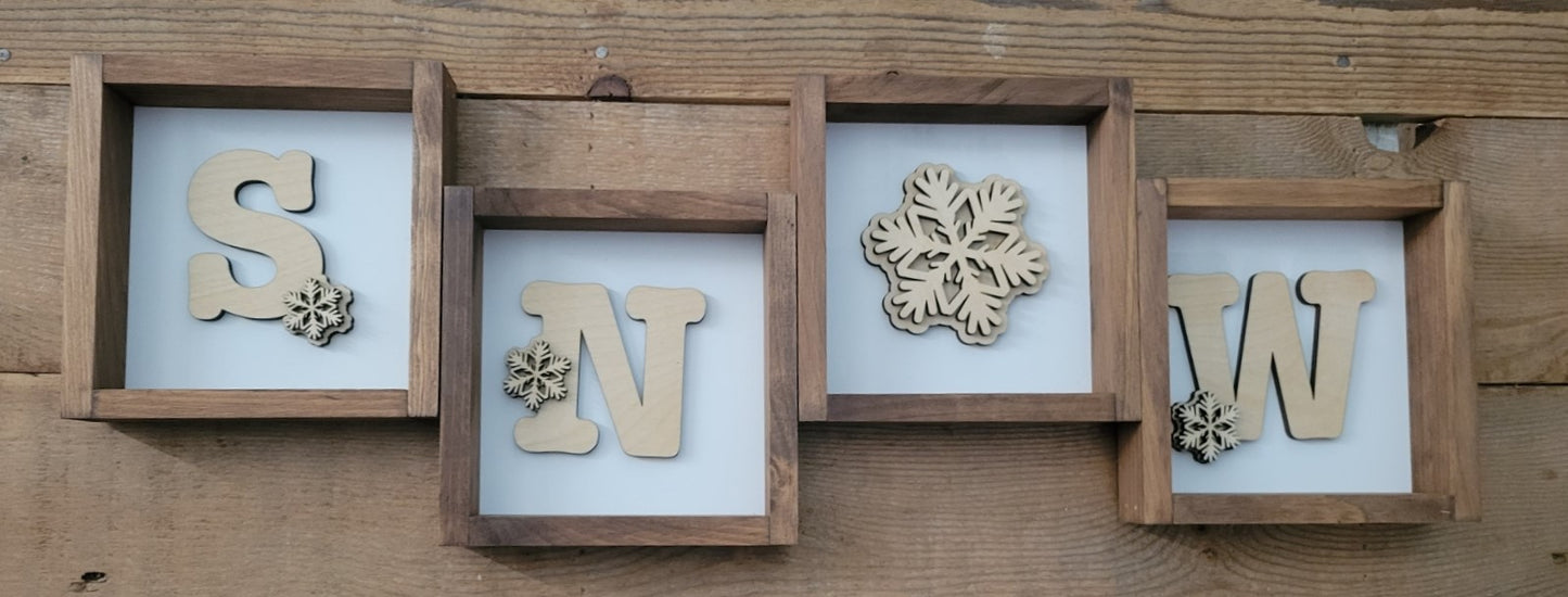 Rustic Farmhouse, Frames, Standing, Cutout, Wood, SNOW