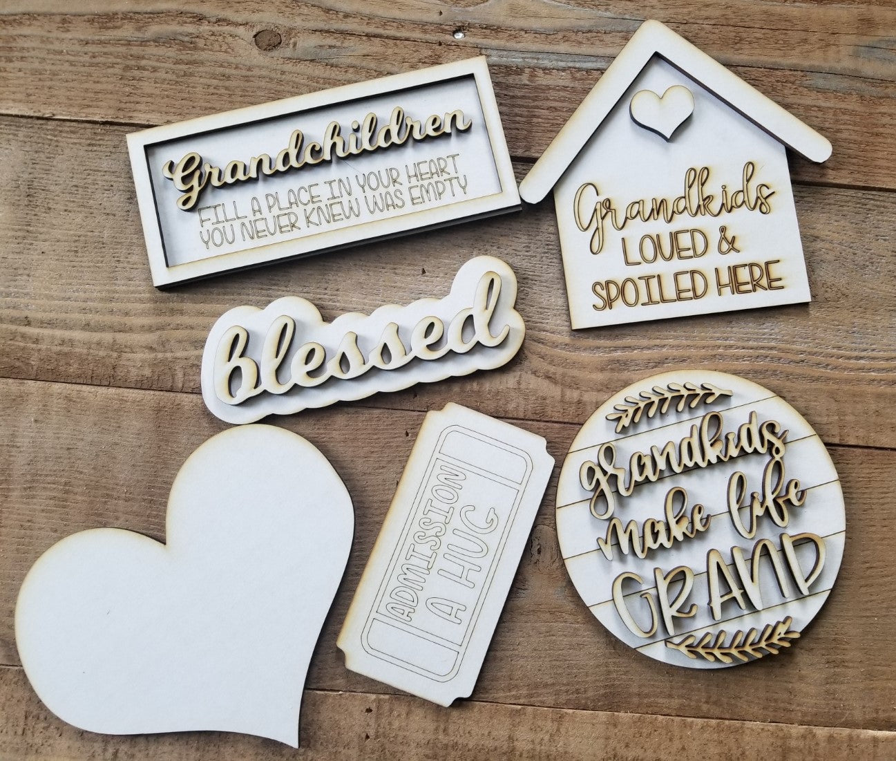 Wood Tag Wood Signs Wood Rounds Wood Round Wood Blanks Wood Blank Spoiled Sign Bundles Shiplap Shape Blanks Rounds Round Wood Ornament LOVE Laser DIY kit Kids Home Grandpa Grandma Grandchildren Grand Gift Fun Framed Blanks Door Tags Door Tag Door Hanger diy Cute Crafty Gifts Blank Shapes