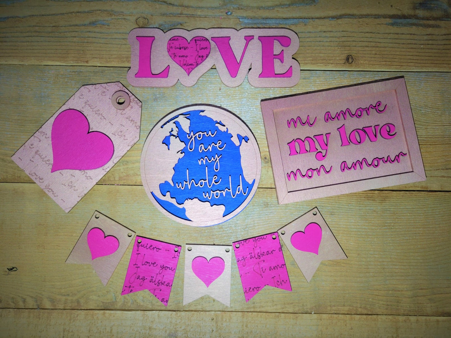 Ornament Mi Amore Made with Love Love you LOVE Laser DIY Kitchen kit Home Holidays Holiday decoration Holiday handmade Gift Fun Door Tags Door Tag Door Hanger DIY Kit diy Decoration Cute Crafty Gifts craft Celebrate Blank Shapes