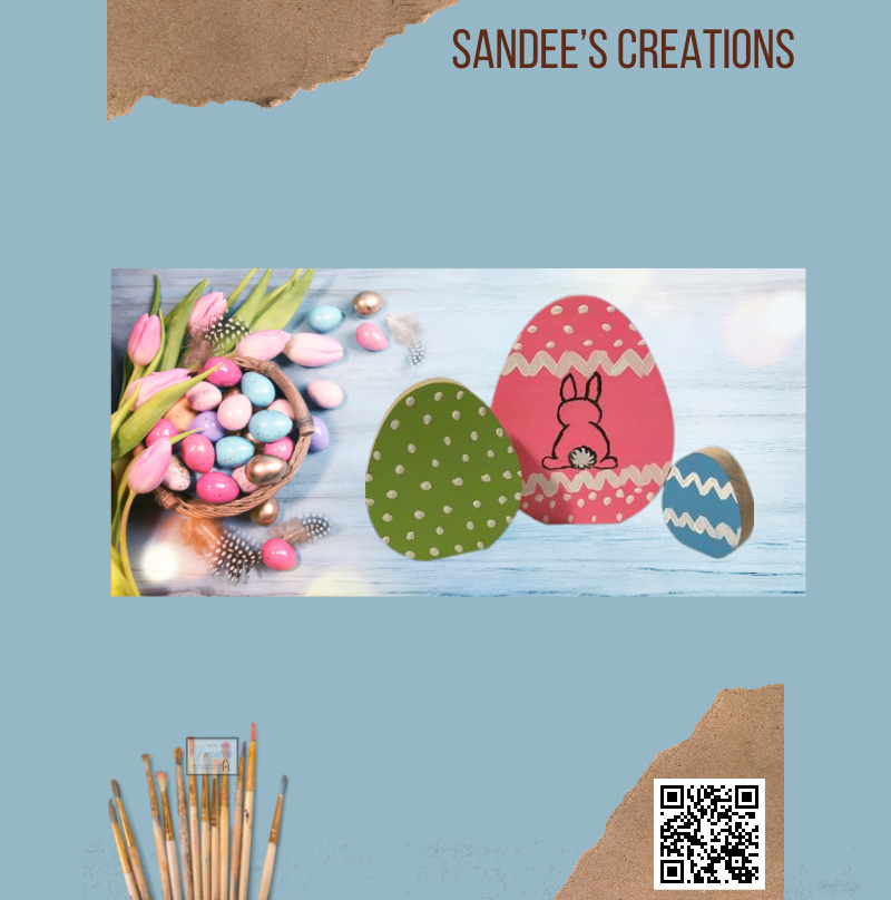 Hand painted wooden egg decoration