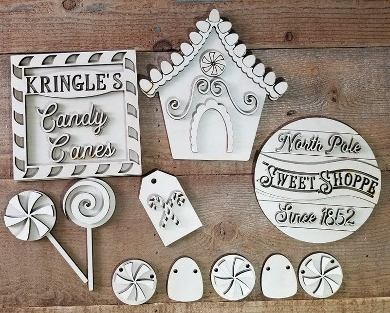 Wood Tags Wood Tag Wood Signs Wood Round Wood Blanks Wood Blank Sweet Shoppe Sweet Shape Blanks Ornaments Ornament North Pole North Merry & Bright Lolipop Laser DIY Kringle's Kringle Kitchen kit Holiday Gingerbread Gift Fun Door Tags Door Tag DIY Kit diy Cute Crafty Gifts Circle Round Christmas Tree Christmas time Christmas Celebration Celebrate Candy Cane Candy Blank Shapes