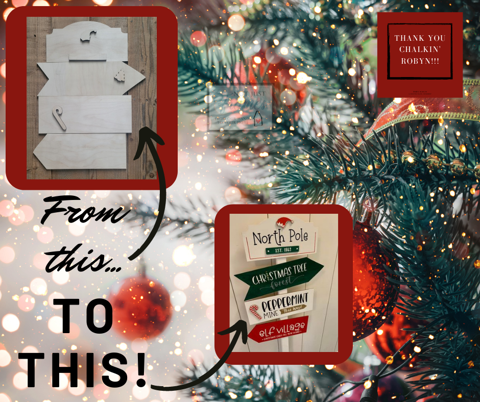 Christmas Directional Signs Wood Cutouts, Chalk Couture Wood Cuts