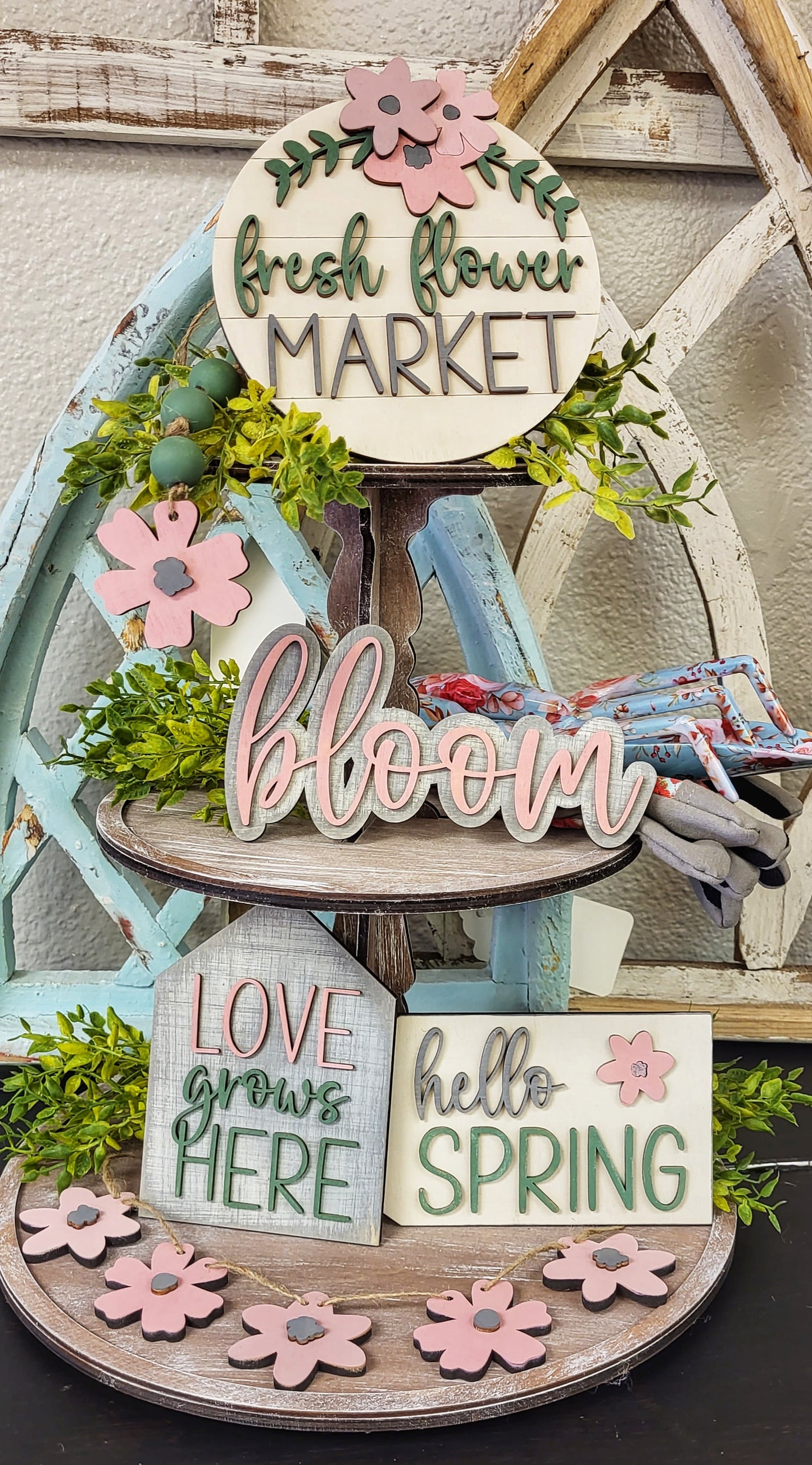 Spring Bloom Tiered Tray