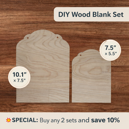 Scalloped wood blanks size comparison large and small unfinished wood sign surfaces for DIY crafts and custom signs