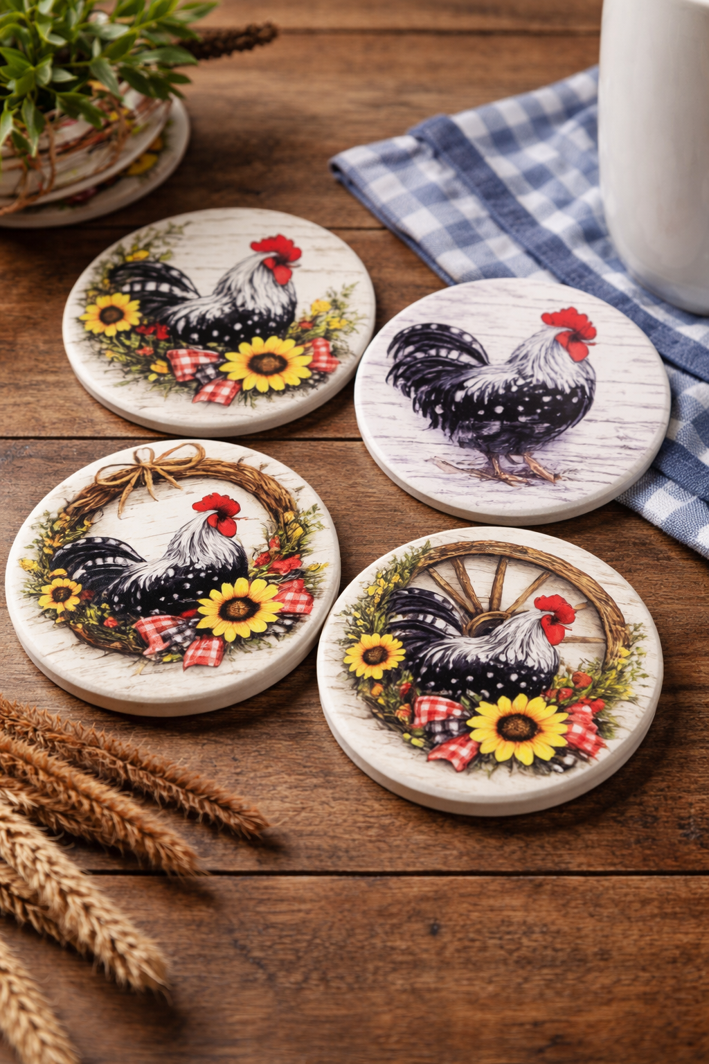 Farm Fresh Rooster Coaster Set