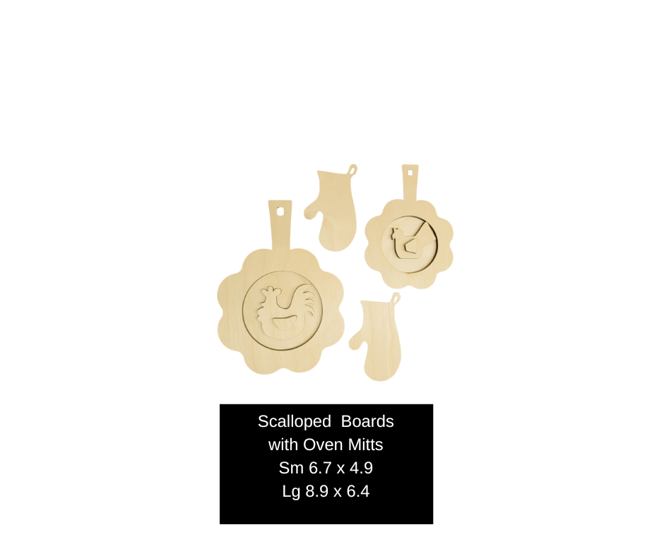 Scalloped Boards w/oven mitts