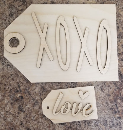 XOXO  Wood Tag  Wood Signs  Wood Blanks  Valentines Day  Valentine  Transfers  Shape Blanks  Laser DIY  Kisses  Hugs and Kisses  Hugs  Door Tags  Door Tag  Chalk Couture  Blank Shapes  Be Mine
