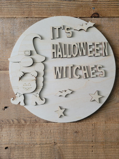 It's Halloween Witches, The Sanderson Sisters, Wood Round, Round Wood, DIY Kit, Witch Shoes  witch  Laser DIY  happy halloween  halloween decor  halloween