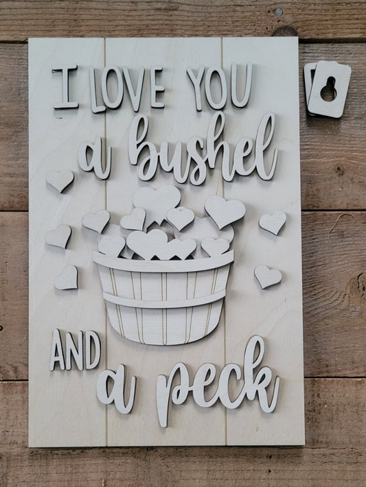 Wood Blanks  Wood Blank  peck  Laser DIY  kit  I love you a bushell and a peck  I love you  Home  Farmhouse blank  Farmhouse  DIY Kit  diy  Cute  Crafty Gifts  craft