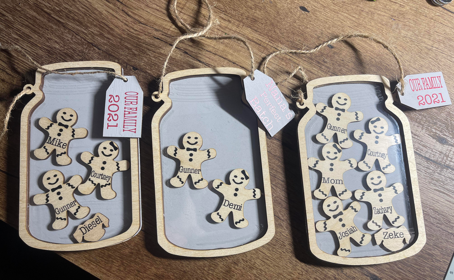 Gingerbread Mason Jar Family Ornament