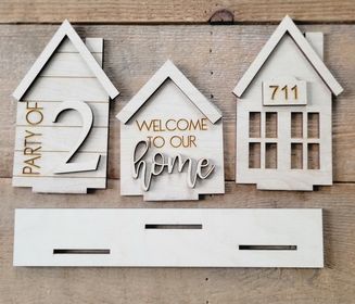 Wood Blocks  Wood Blanks  Wood Blank  Welcome Home  Party of 5  Party of 4  Party of 3  Party of 2  Party of 1  Made with Love  Laser DIY  Kitchen  kit  House  Home Sweet Home  home decor  Home  Holiday decoration  Holiday  handmade  Gift  Fun  Door Hanger  DIY Kit  diy  Cute  Crafty Gifts  craft  Centerpiece  Celebrate  Blank Shapes