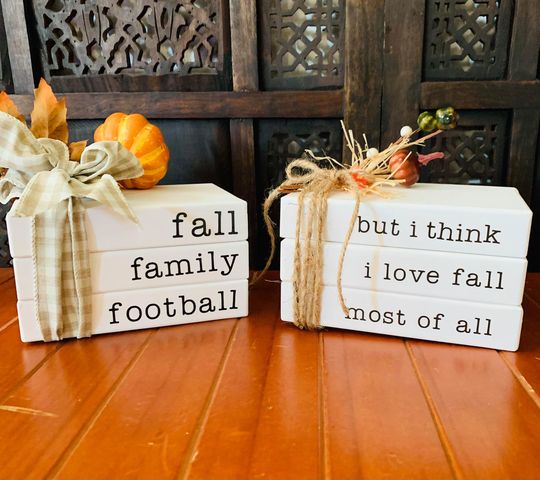 Fall, Family, Football book stack