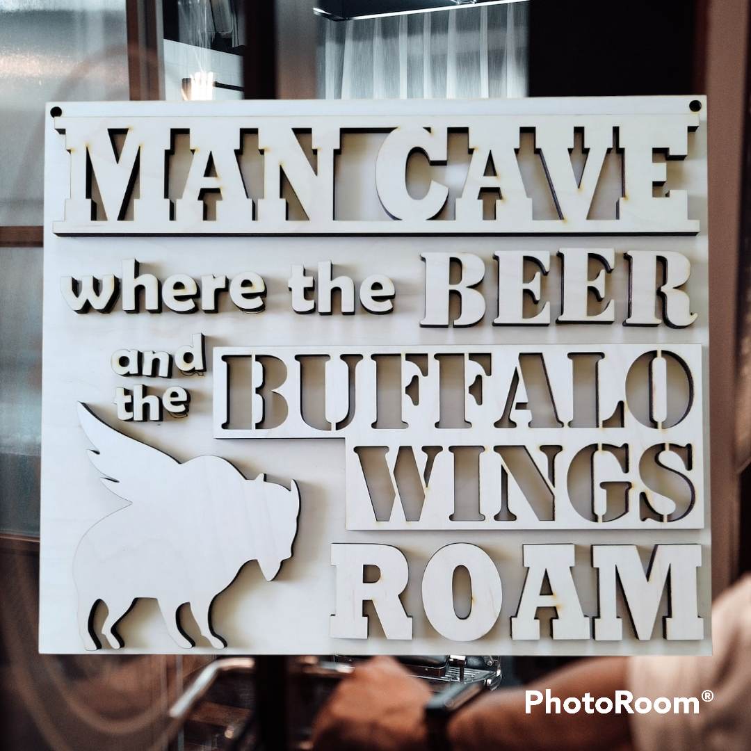 Man cave sign with cool background