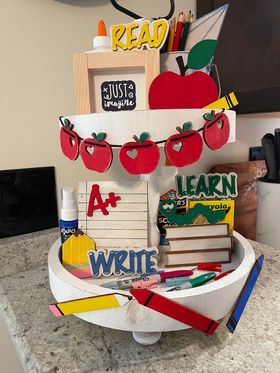 School Themed Tiered Tray